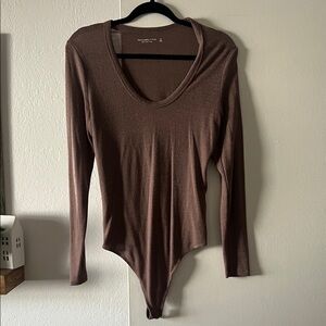 Abercrombie & Fitch Chocolate Long Sleeve Bodysuit